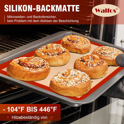 Walfos 40x30cm Silikon Backmatte 2er Set Antihaft Hitzebeständig Spülmaschine