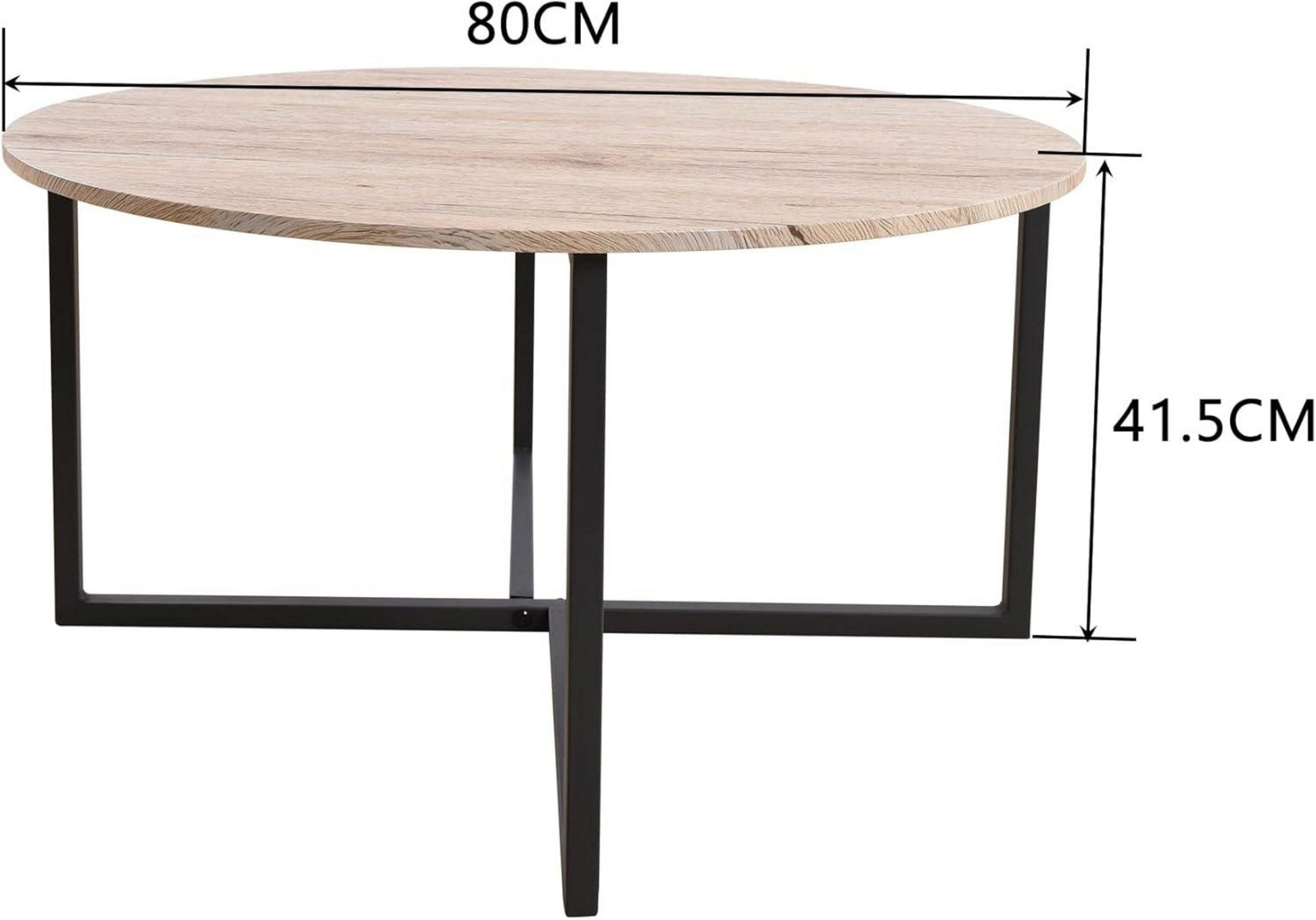 Runder Couchtisch Schwarz Metall Holz Design Modern