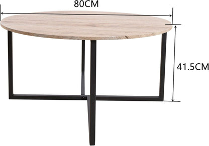 Runder Couchtisch Schwarz Metall Holz Design Modern