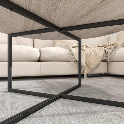 Couchtisch Rund Holz Metall Schwarz Wohnzimmertisch Modern