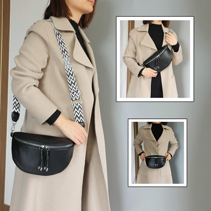 Damen Umhängetasche Bauchtasche Crossbody Bag breiter Gurt