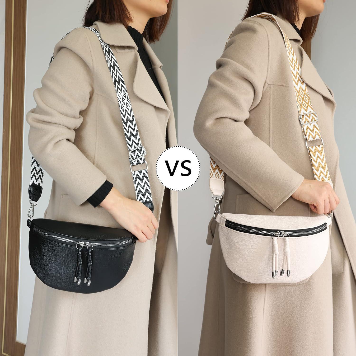 Umhängetasche Damen Crossbody Bag Stylisch Breiter Gurt Dunkelgrau