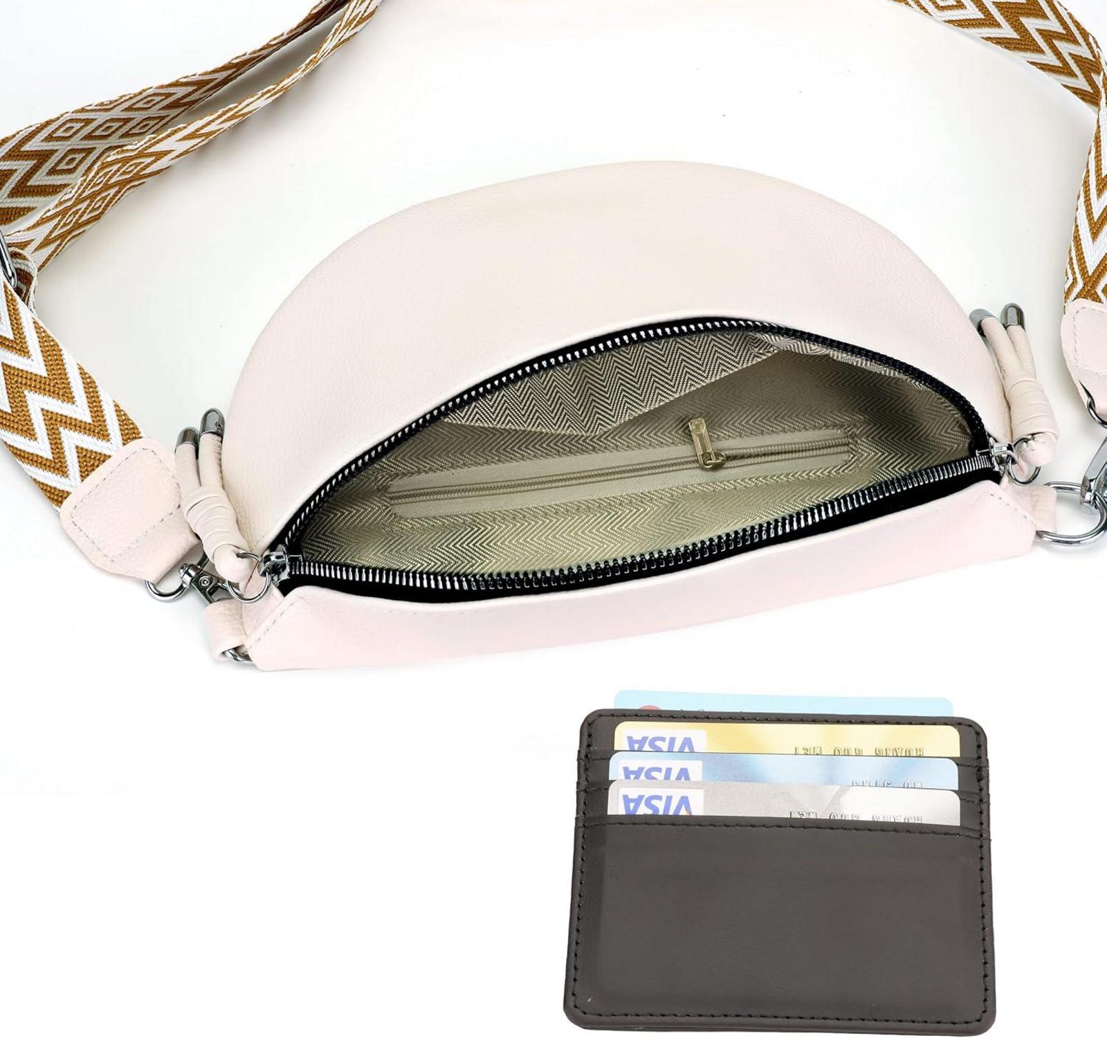 Atgbiem Umhängetasche Damen Crossbody Bag Breiter Gurt Dunkelgrau
