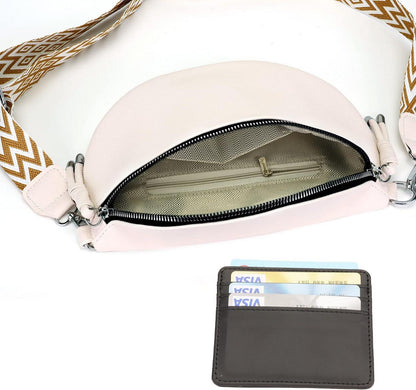 Atgbiem Umhängetasche Damen Crossbody Bag Breiter Gurt Dunkelgrau