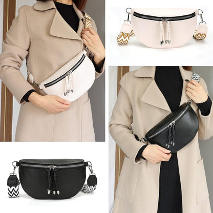 Umhängetasche Damen Crossbody Bag Stylisch mit breitem Gurt Dunkelgrau