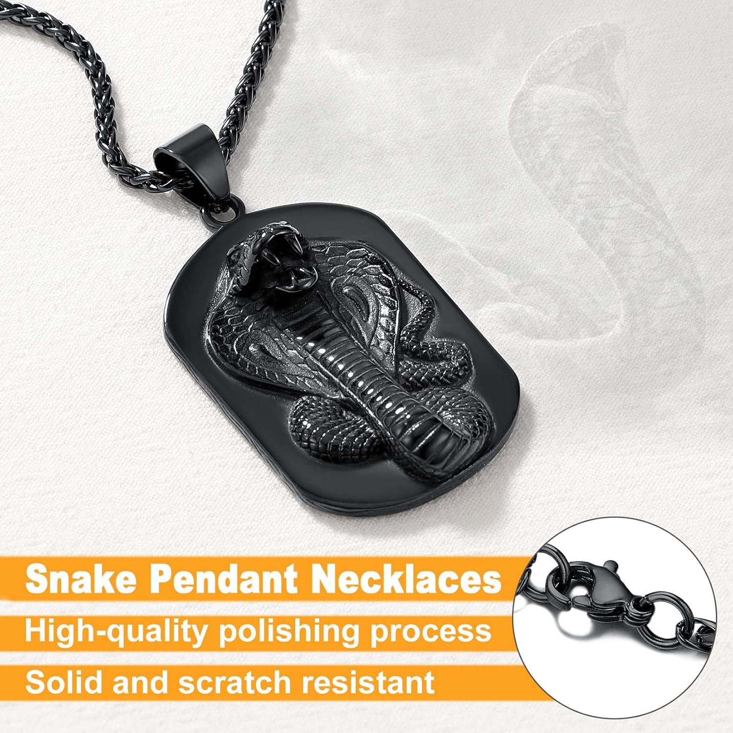 U7 Herren Schlangenkette Anhänger Halskette Edelstahl 18k vergoldet Snake Gothic
