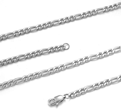 Herren Edelstahl Panzerkette Silber Figaro-Halskette 5mm 66cm