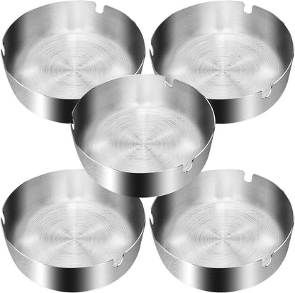 Edelstahl Aschenbecher 5 Stück 10cm modern Tragbar Zigaretten Innen