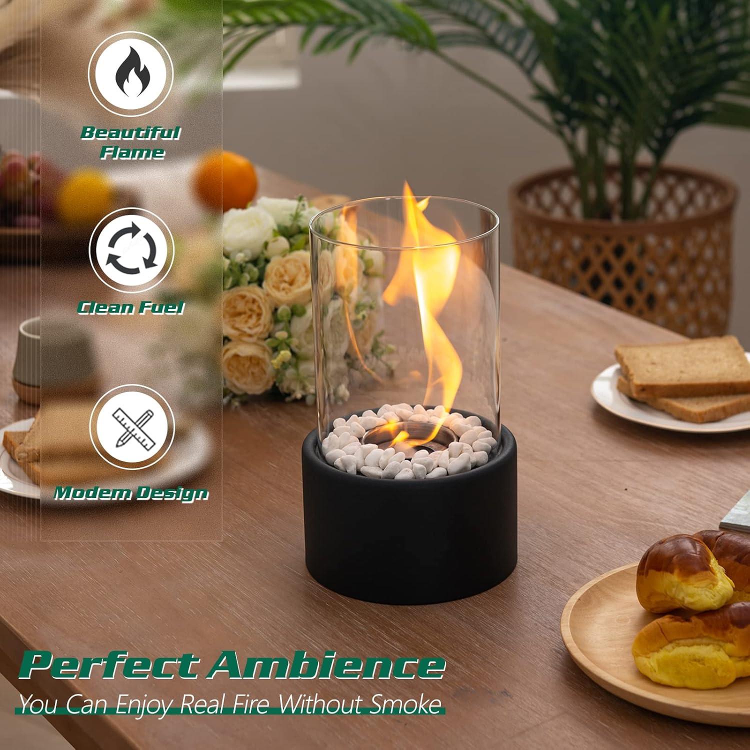 Bioethanol Tischkamin Schwarz Feuerlöscher 45-60 Min Bio-Ethanol