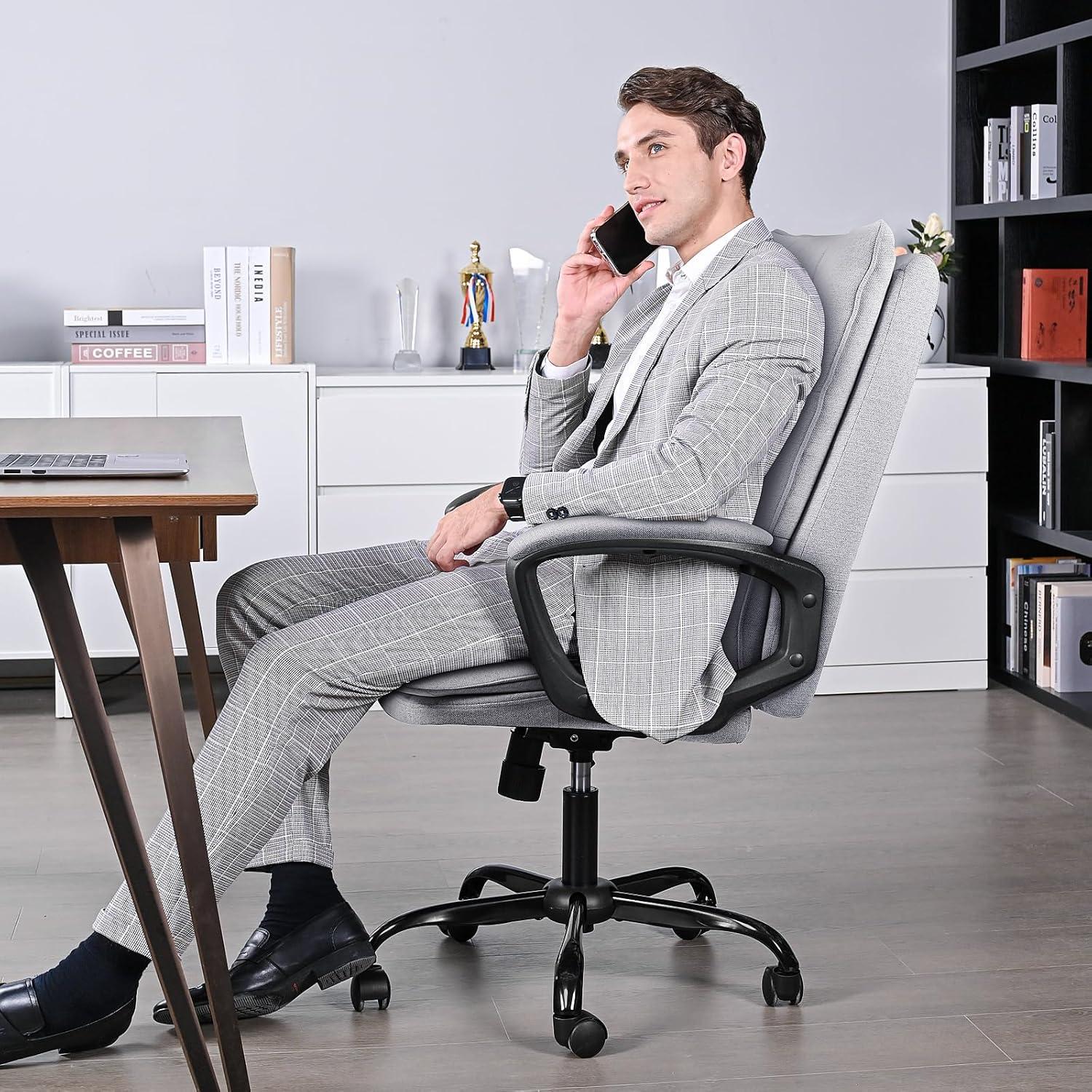 BASETBL Bürostuhl Ergonomisch Chefsessel 150 kg drehbar Grau