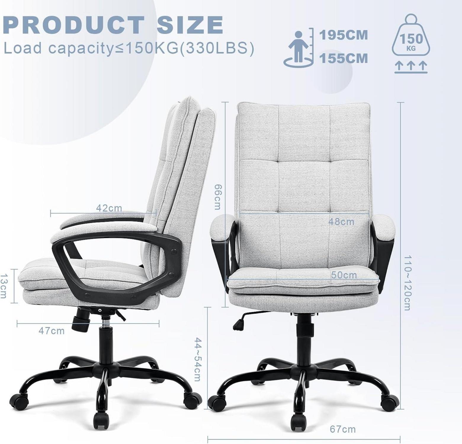 Bürostuhl Ergonomisch Schreibtischstuhl 150 kg gepolstert Armlehne