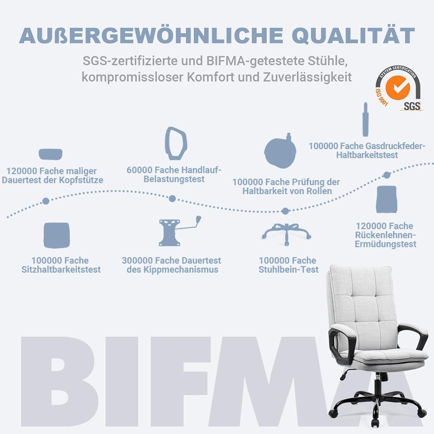 Bürostuhl Ergonomisch Schreibtischstuhl Chefsessel 150 kg drehbar