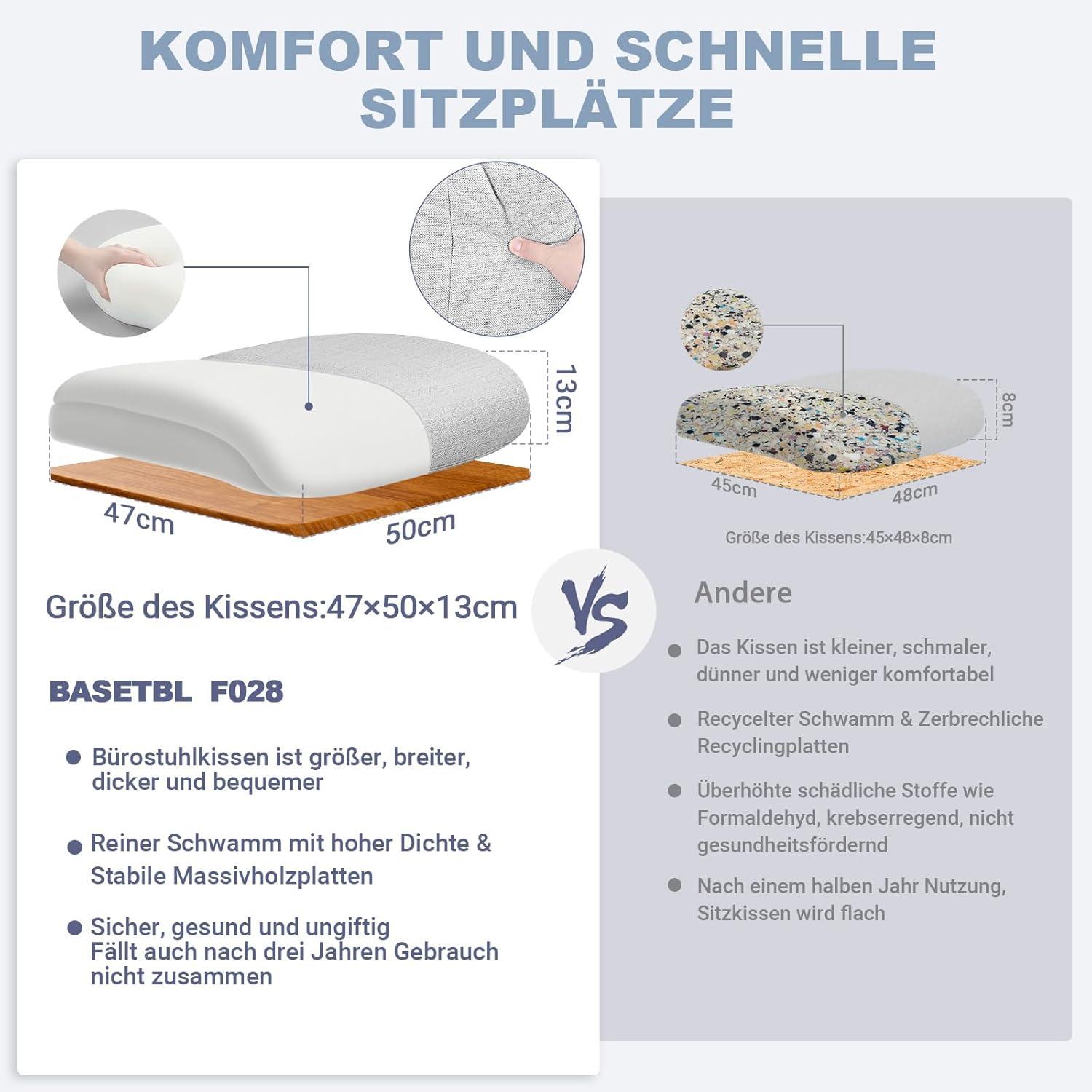 Bürostuhl Ergonomisch Schreibtischstuhl 150 kg Grau Stoff