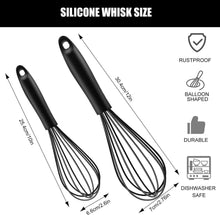 Schneebesen Silikon Set 2 Stück Schwarz Antihaftbeschichtet