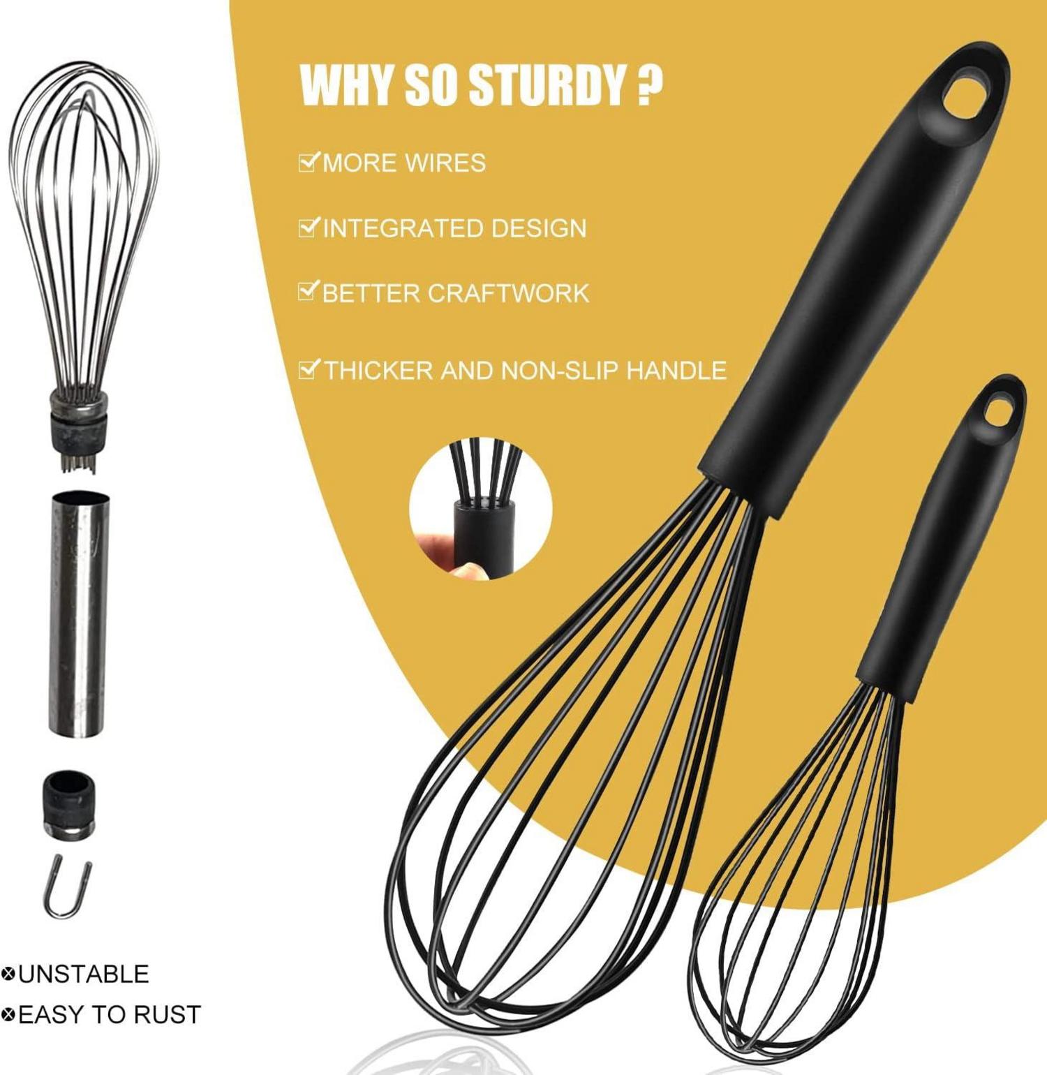 Schneebesen Silikon Set Schwarz Antihaftbeschichtung Edelstahl