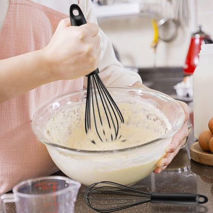 Schneebesen Silikon Set 2 Stück Schwarz Antihaftbeschichtung Edelstahl Rührbesen