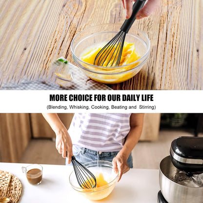 Schneebesen Silikon Set 2 Stück Schwarz Antihaftbeschichtung Edelstahl Rührbesen