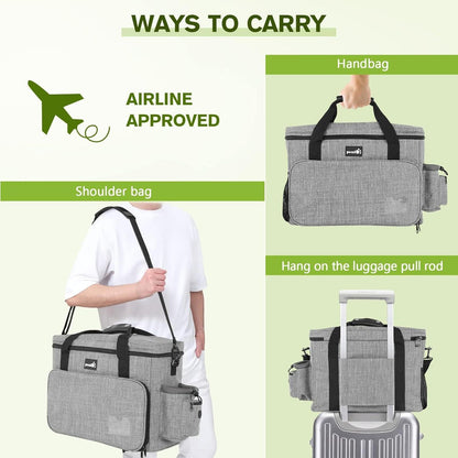 Pecute Hundereisetasche für Reisen, Camping, Tagesausflüge 42*18*30cm Grau
