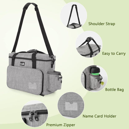 Pecute Hundereisetasche mit 2 Hundenäpfen und Aufbewahrungstaschen, 42*18*30cm