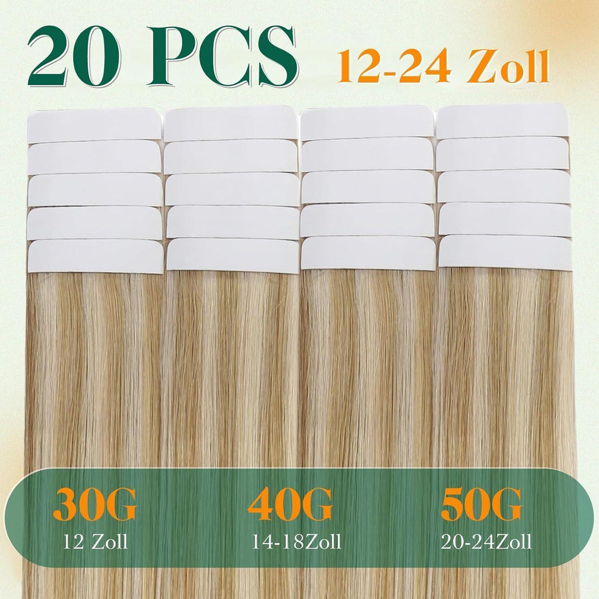 Echthaar Tape Extensions Blond 60cm – Natürliche Optik