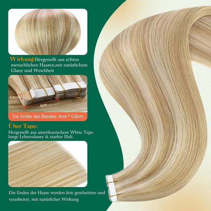 Echthaar Tape Extensions Blond 60cm – Natürliche Optik