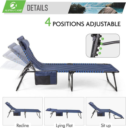 Campingliege Klappbar 4fach verstellbar XXL Sonnenliege Gartenliege