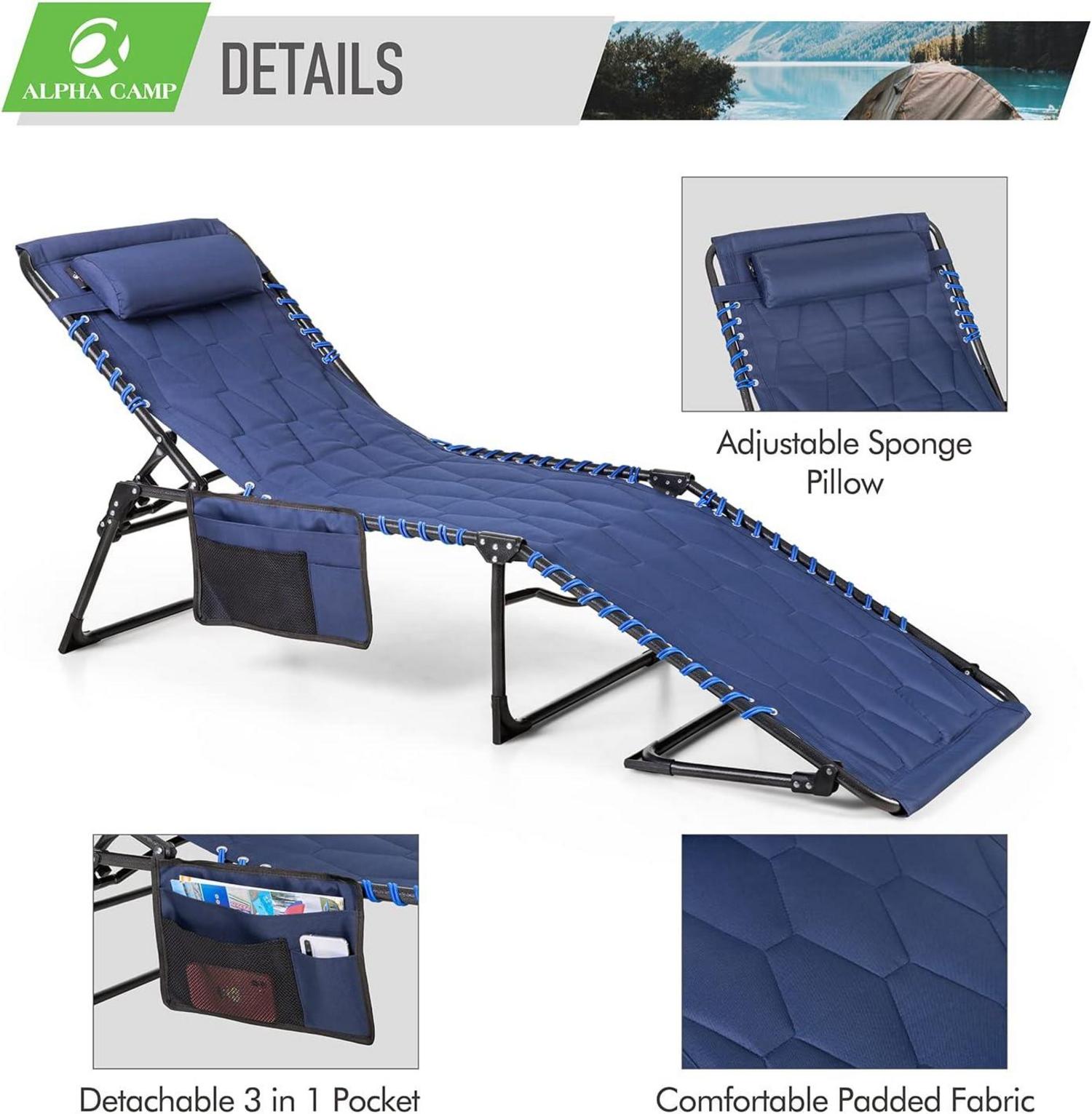 Gartenliege XXL klappbar in 4 Positionen verstellbar mit Seitentasche und