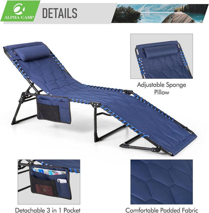 Gartenliege XXL klappbar in 4 Positionen verstellbar mit Seitentasche und