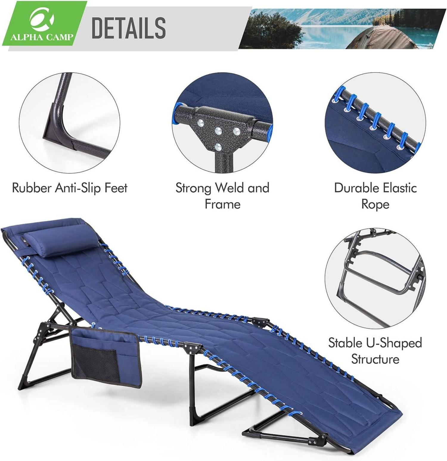 Campingliege klappbar 4fach verstellbar XXL Sonnenliege Gartenliege