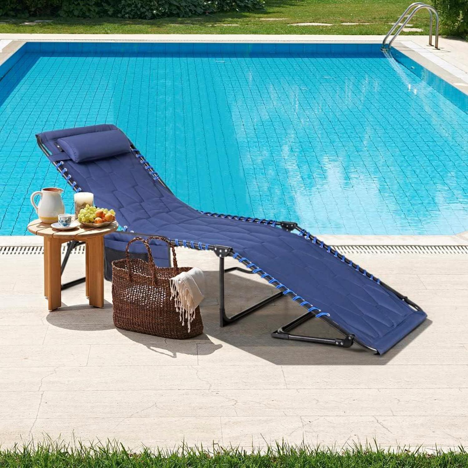 Gartenliege XXL klappbar in 4 Positionen verstellbar mit Seitentasche und