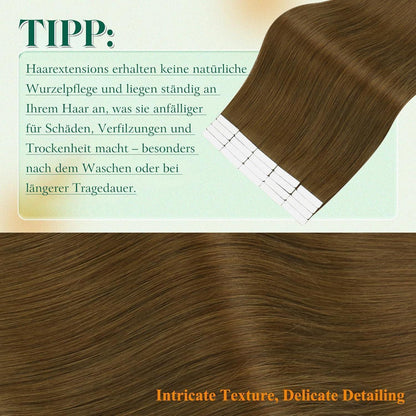 Echthaar Tape Extensions Braun 60cm – Natürliche Verlängerung