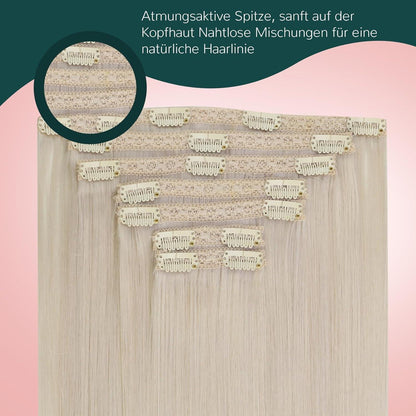 Clip-In Haarverlängerung Blond Echthaar 40cm 5er Set
