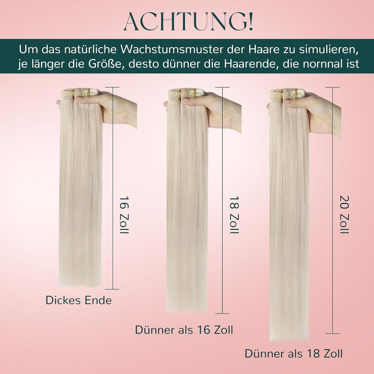 Clip-In Haarverlängerung Blond Echthaar 40cm 5er Set