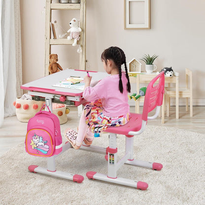 Kinder Schreibtisch Stuhl Set höhenverstellbar neigbar Rosa