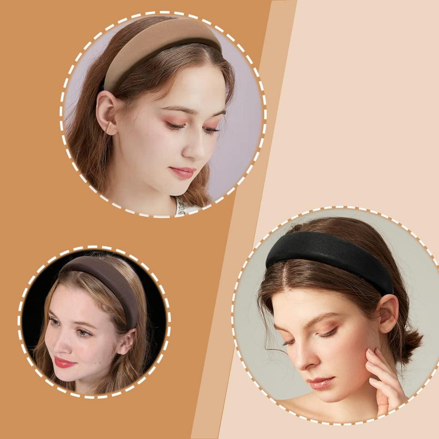 4er Set gepolsterte Stirnbänder für Damen und Mädchen, 3 cm breit, lederähnlich, weich