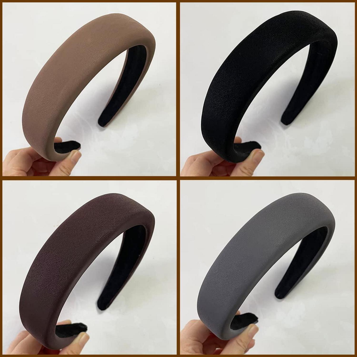 4er Set gepolsterte Stirnbänder Damen Mädchen 3cm breit lederähnlich