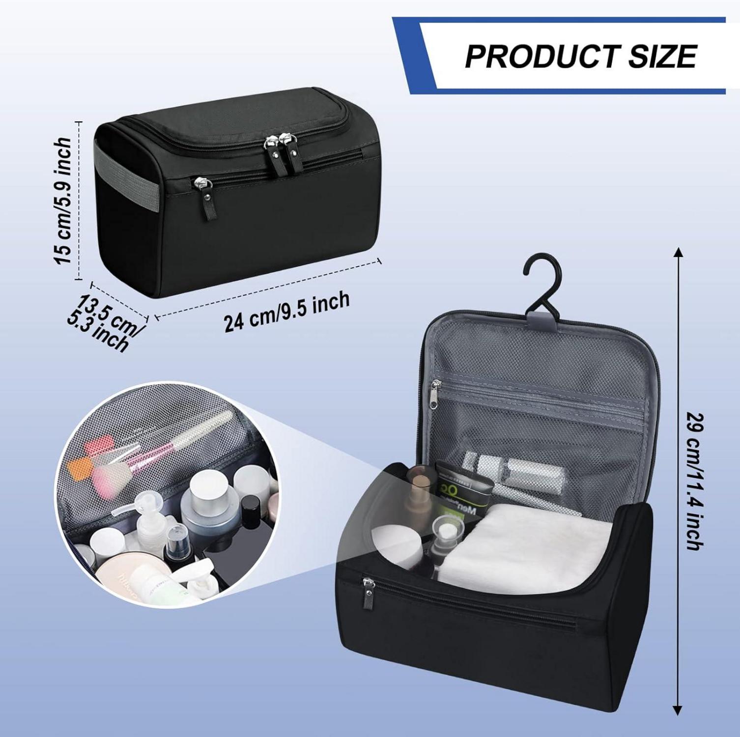 Herren Reise Kulturbeutel zum Aufhängen und Rasieren Schwarz