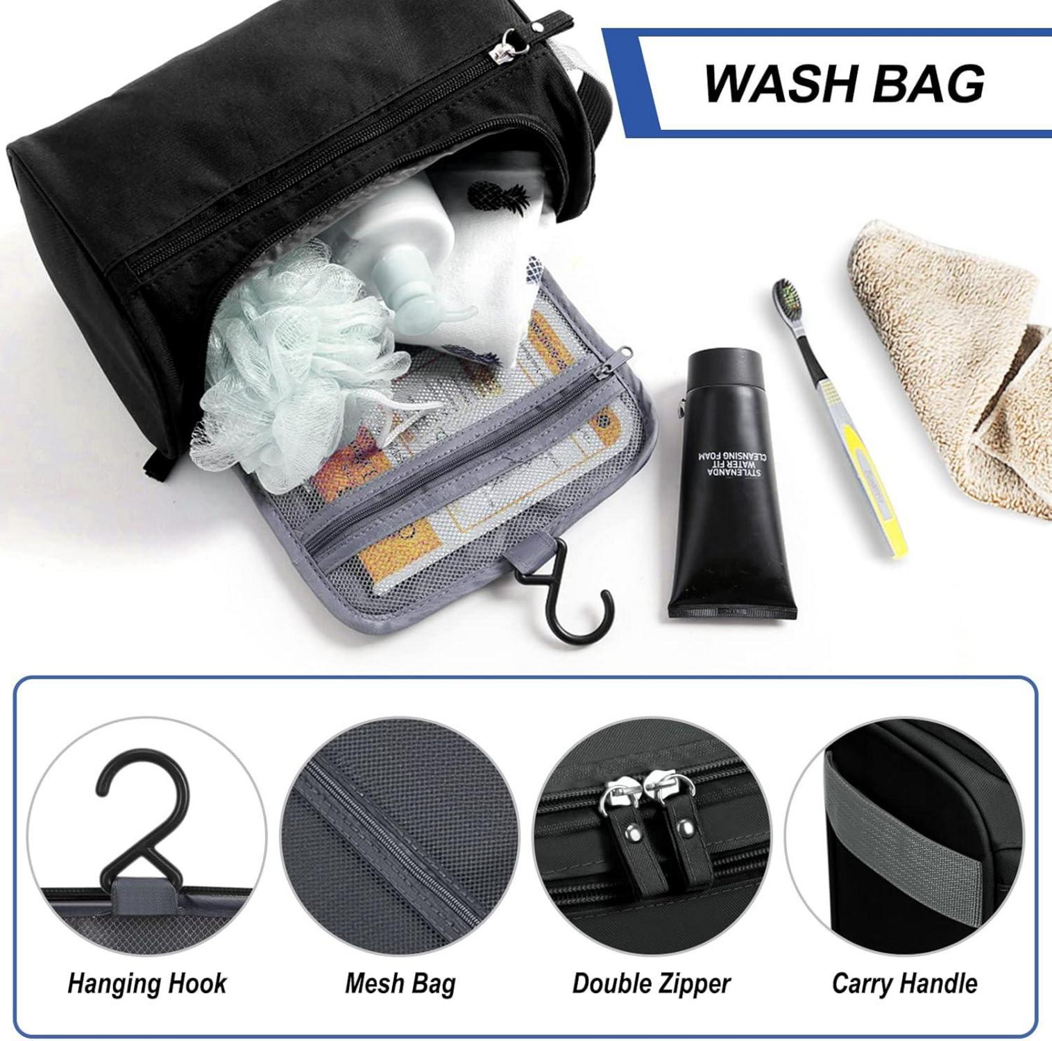 Simpolor Herren-Reisekulturbeutel zum Aufhängen in Schwarz