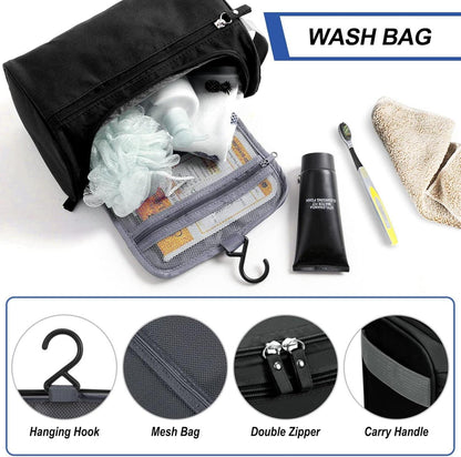 Simpolor Herren-Reisekulturbeutel zum Aufhängen in Schwarz