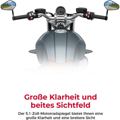 Motorrad Lenkerendenspiegel, 2 Stück E-geprüfte Rückspiegel 22mm, 360° drehbar