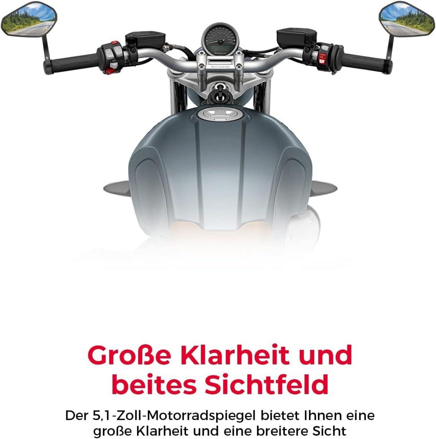 Motorrad Spiegel Rückspiegel E-geprüft 360° drehbar 22mm Kompatibel