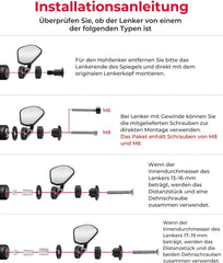 Lenkerendenspiegel Motorrad 2 Stück Rückspiegel 360° E-geprüft