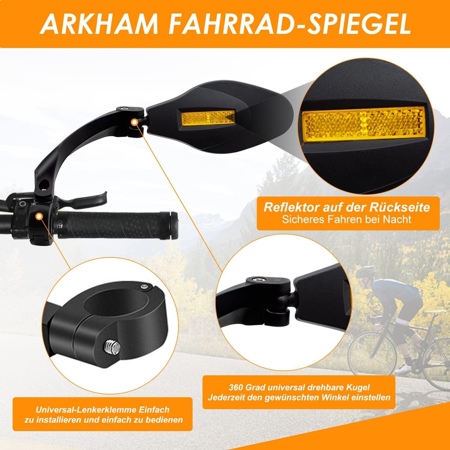 Fahrradspiegel Rückspiegel Edelstahl für Lenker 21-26mm