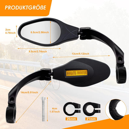 Arkham Edelstahl Fahrradspiegel HD Rückspiegel für Lenker 21-26MM, 1 Paar