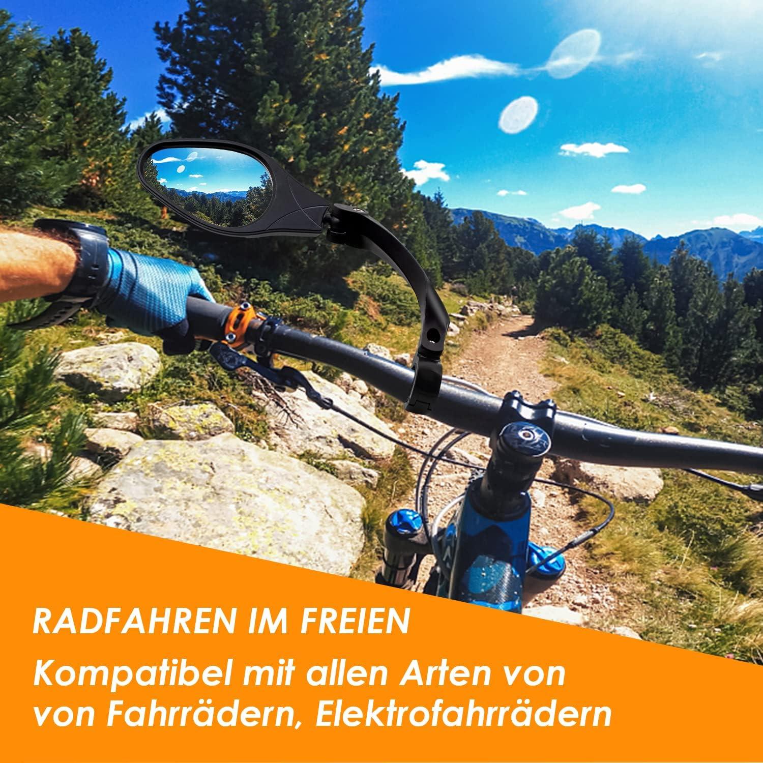 Arkham Edelstahl Fahrradspiegel HD Rückspiegel für Lenker 21-26MM, 1 Paar