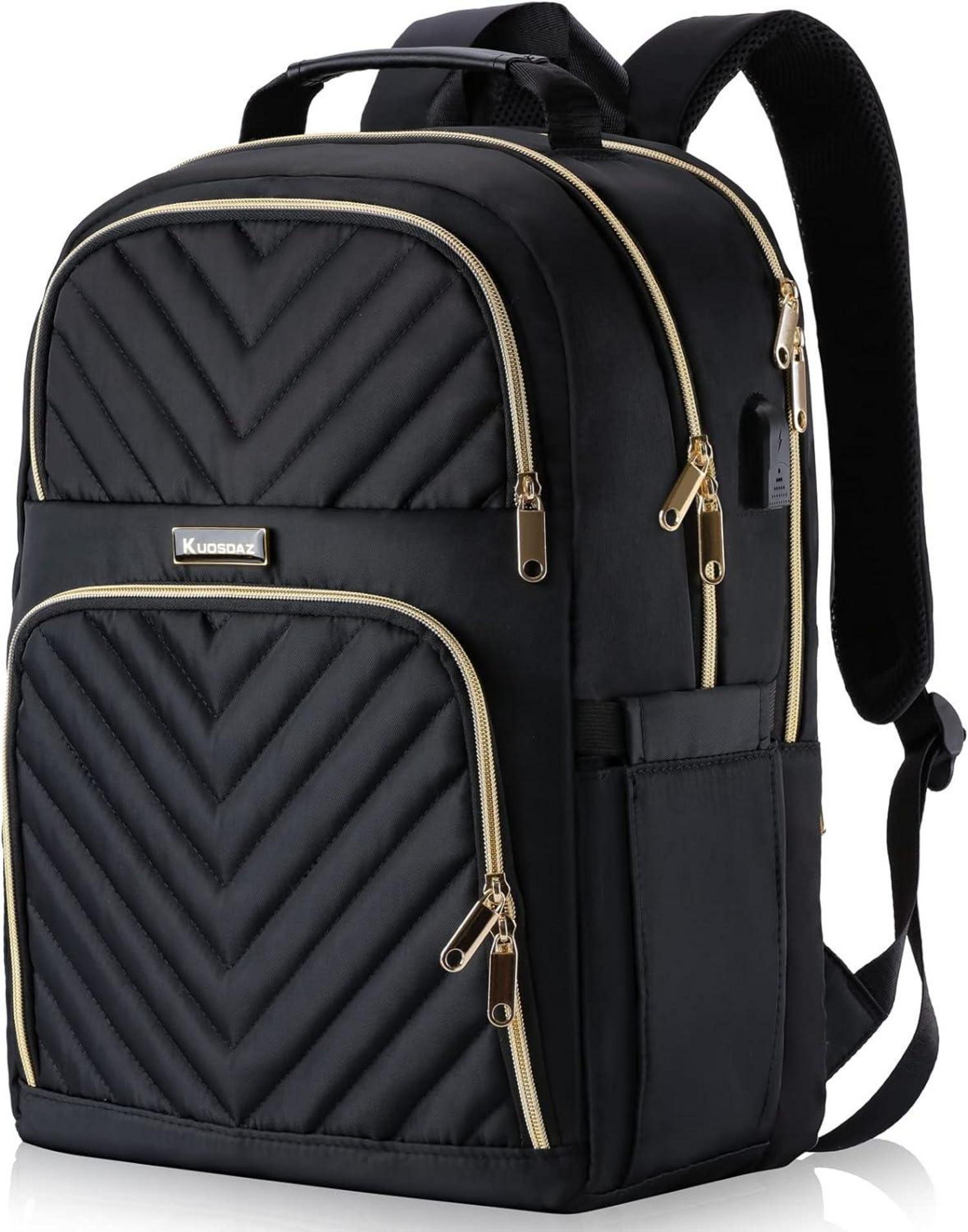 Damen Laptoprucksack mit USB-Ladeanschluss 17,3 Zoll Schwarz