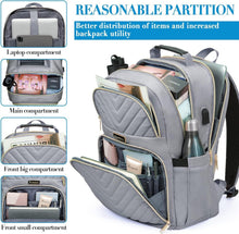 Rucksack Damen 15,6 Zoll USB Ladeanschluss Grau wasserdicht