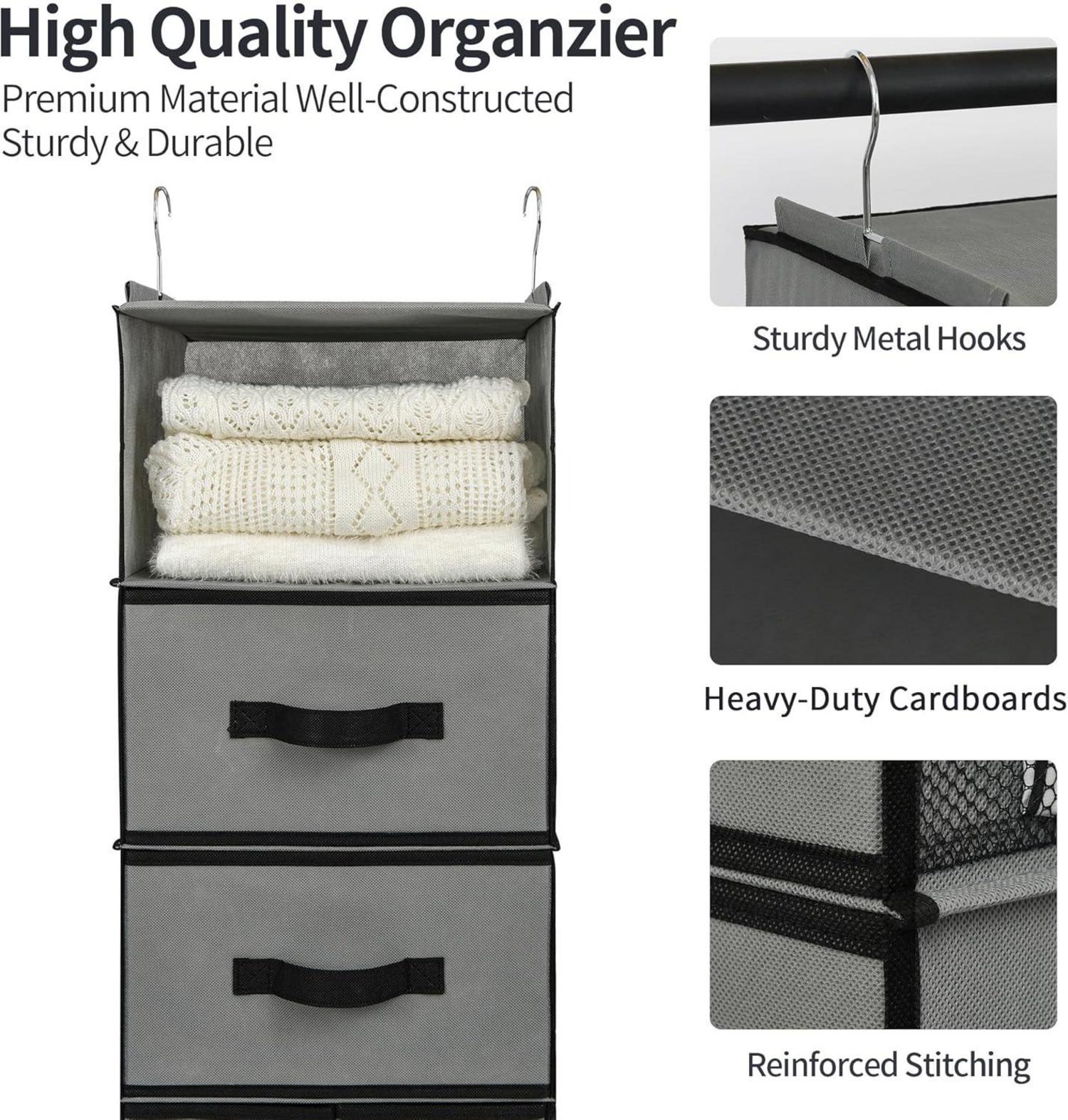 Kleiderschrank Organizer Hängend mit Schubladen für