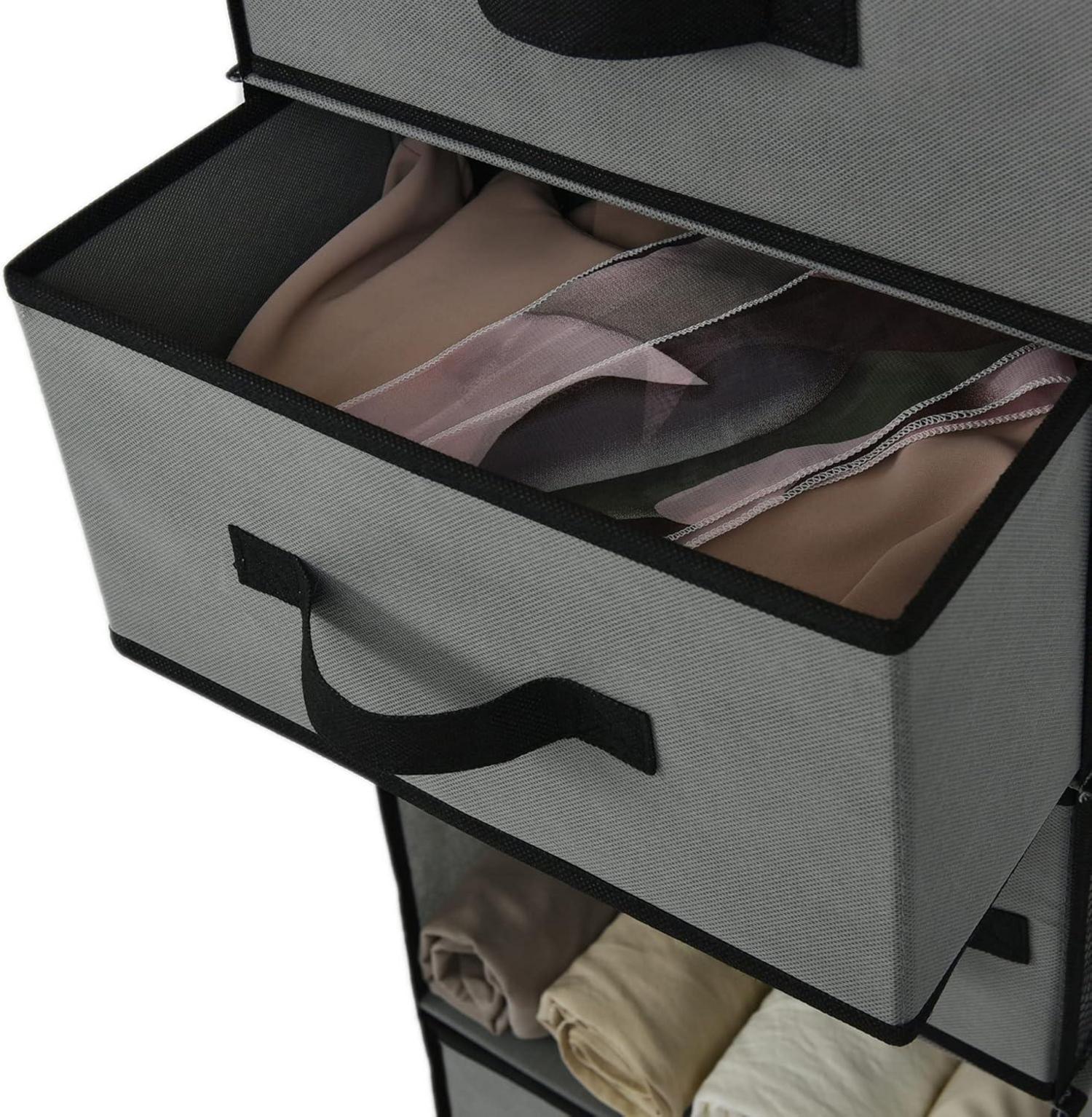 Kleiderschrank Organizer Hängend mit Schubladen, Grau
