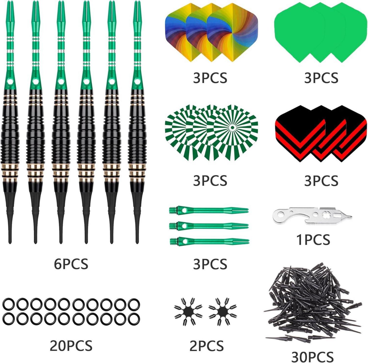 Softdart Set 16g mit Kunststoffspitze, 6 Stk. Dartpfeile für
